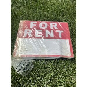 Brand New 5 Pcs 9 x 12 Inch‎ Red & White Flexible Plastic " For Rent " Sign